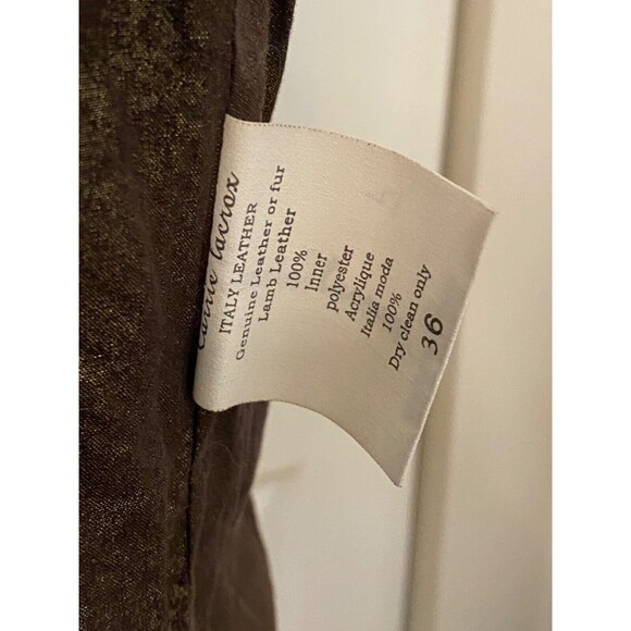 Womens Sz 36 Sm CARRIE LACROX Brown Italian Lambskin Leather Flight Biker Jacket - Picture 8 of 12